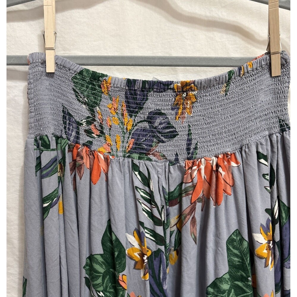 Patrons of Peace Gray Tropical Floral Maxi Skirt - Perfect Summer Vacation Boho - Picture 3 of 8